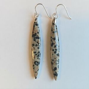 Dalmatian Jasper Gemstone Earrings with 925 Sterling Silver Findings